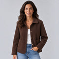 Camisa Chaqueta Mujer con Cuello Solapa y Bolsillos