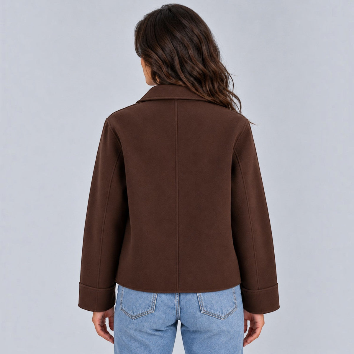 Camisa Chaqueta Mujer con Cuello Solapa y Bolsillos
