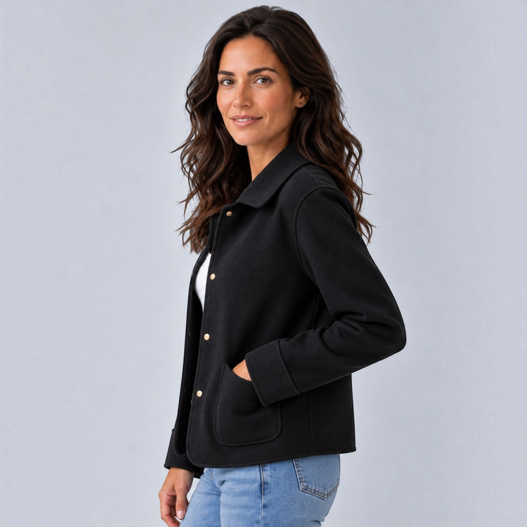 Camisa Chaqueta Mujer con Cuello Solapa y Bolsillos