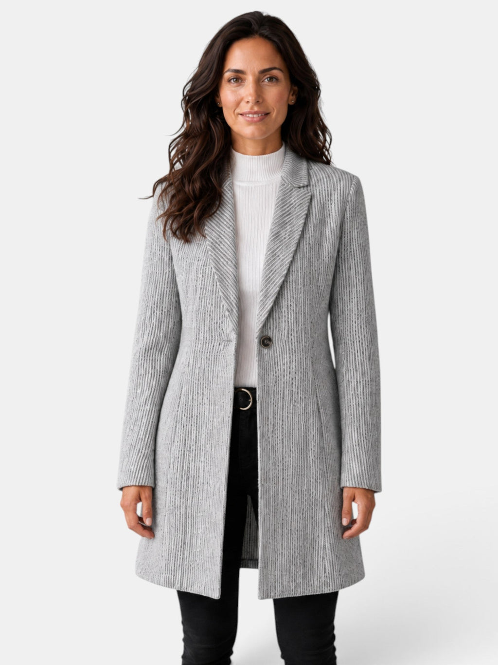 Abrigo Largo Mujer Jacquard Gris