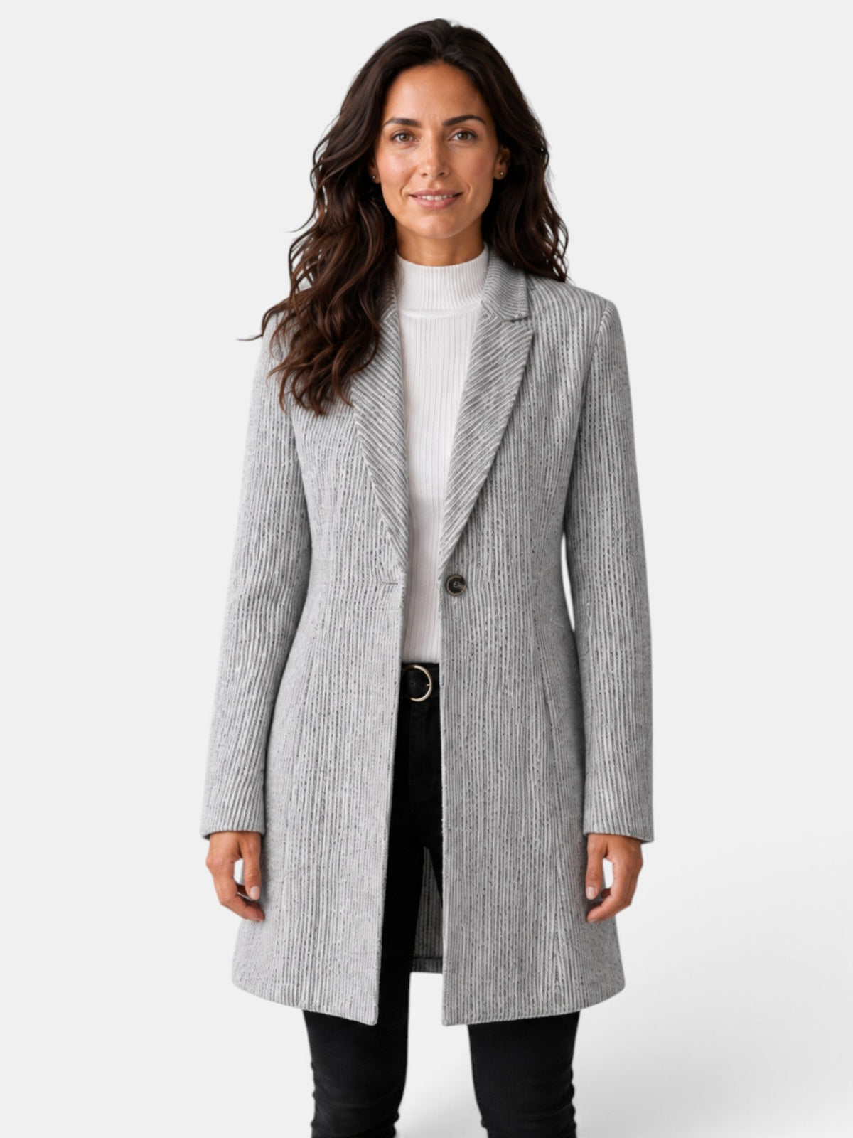 Abrigo Largo Mujer Jacquard Gris