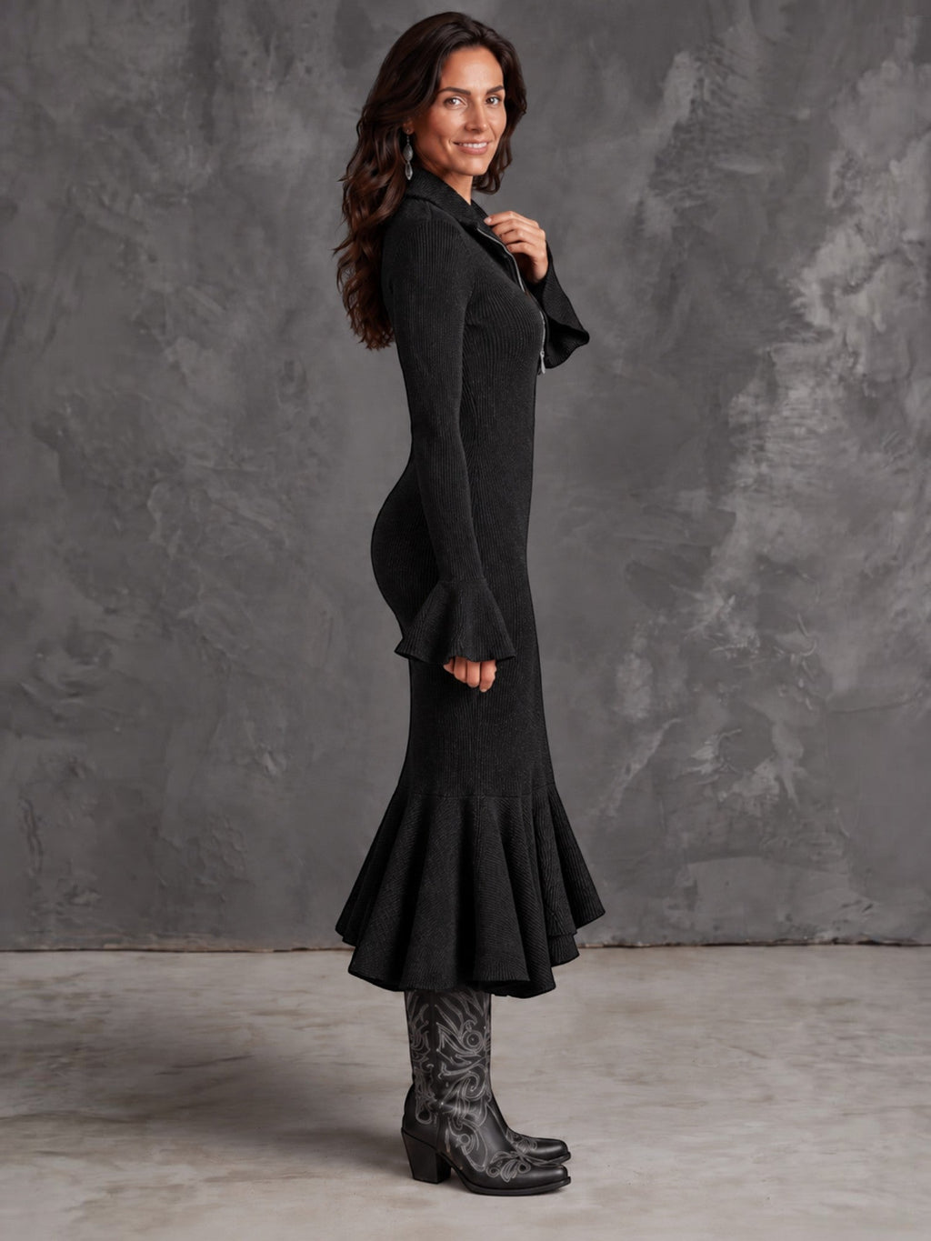 Vestido Midi Mujer Punto Canalé