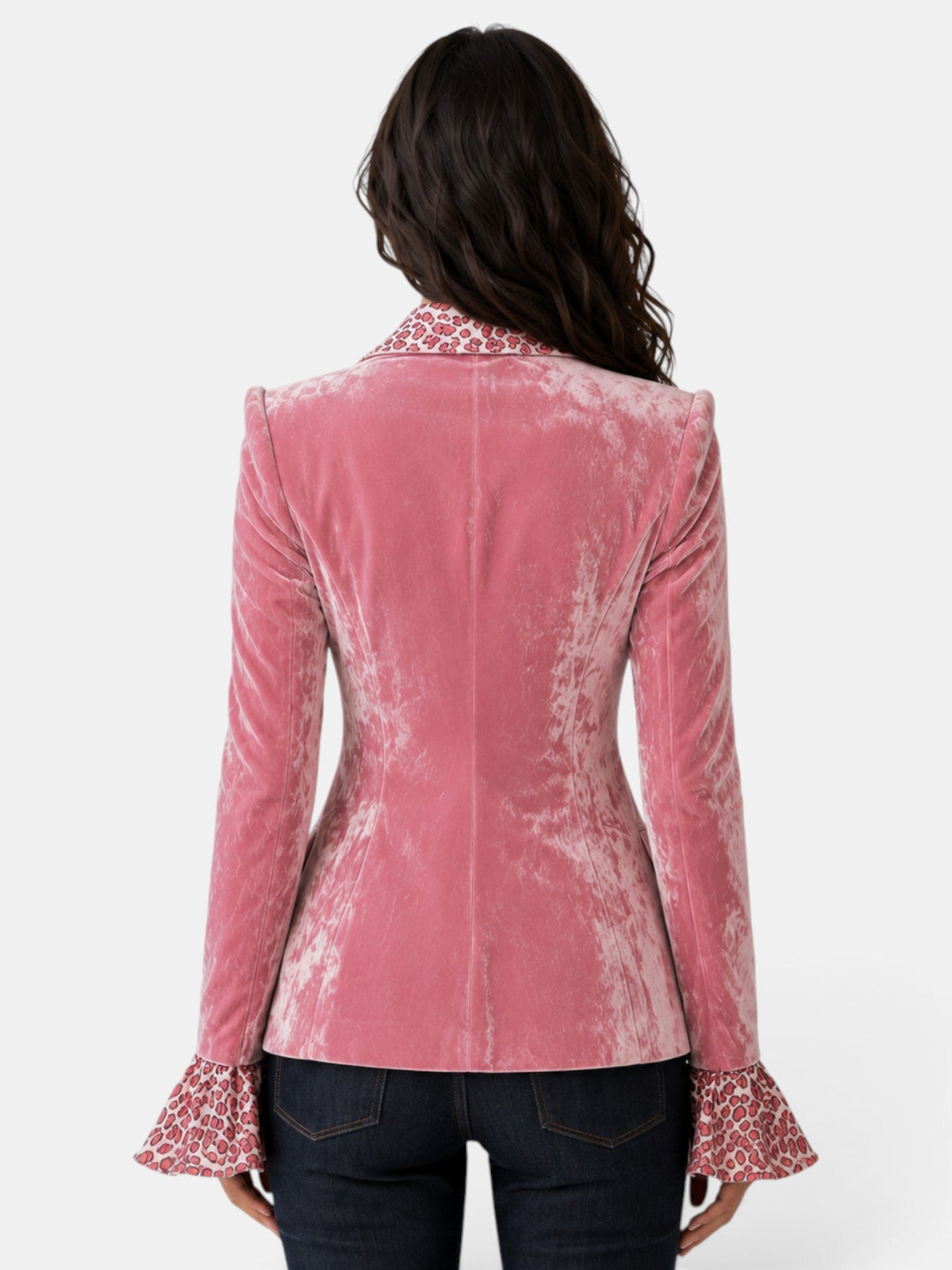 Blazer Mujer Terciopelo Leopardo Elegante