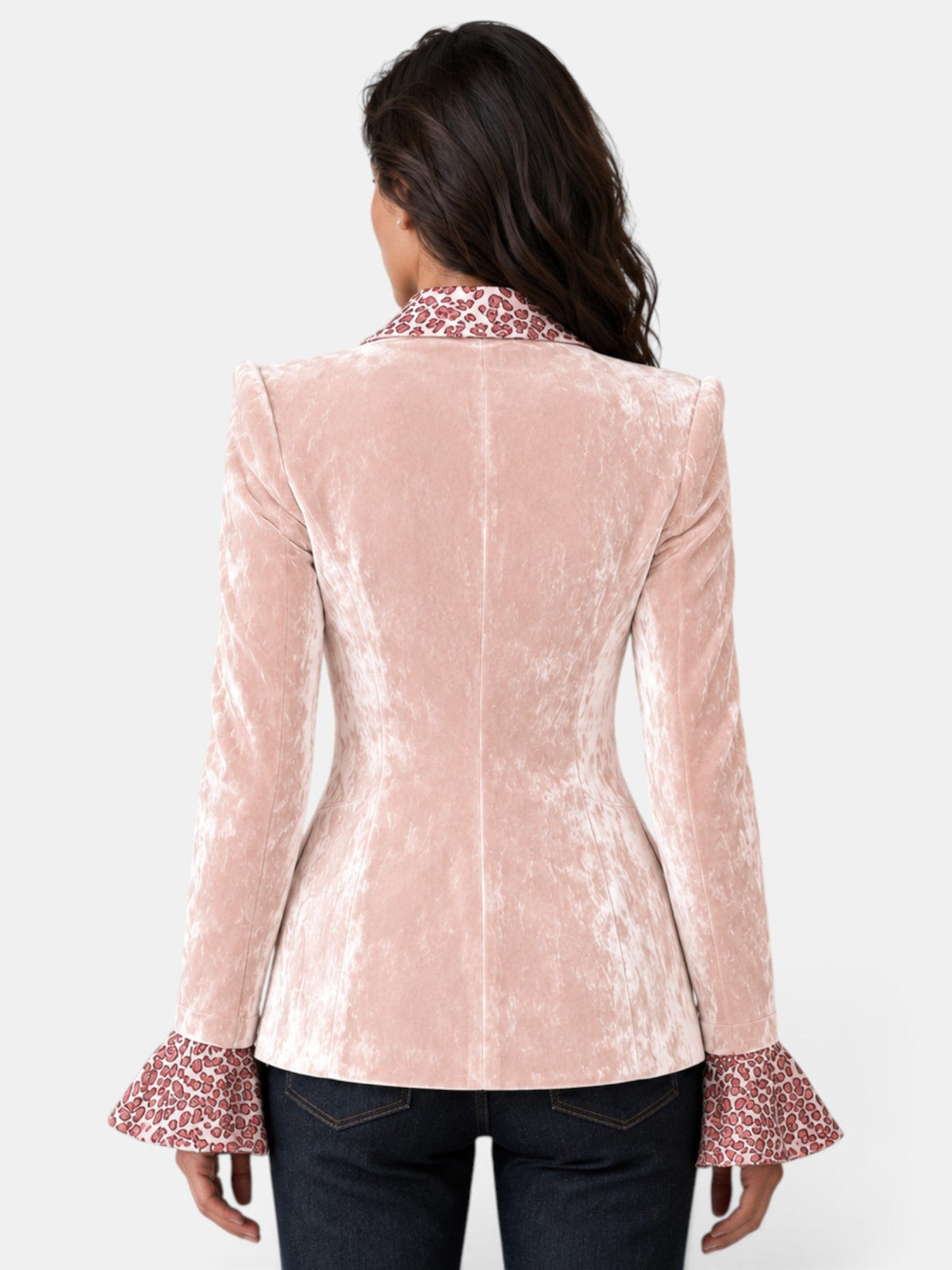 Blazer Mujer Terciopelo Leopardo Elegante