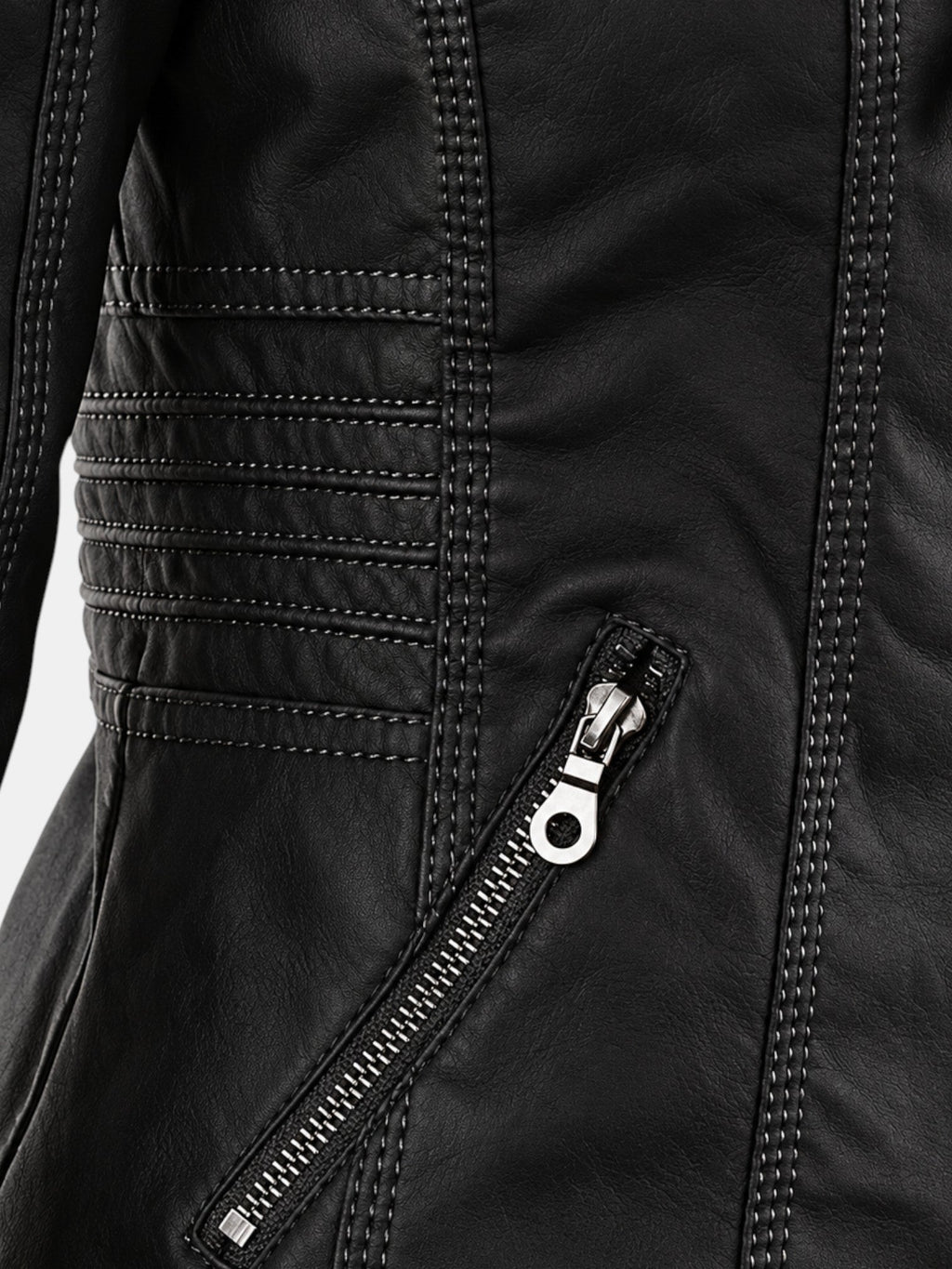 Chaqueta Impermeable de Polipiel para Mujer con Capucha