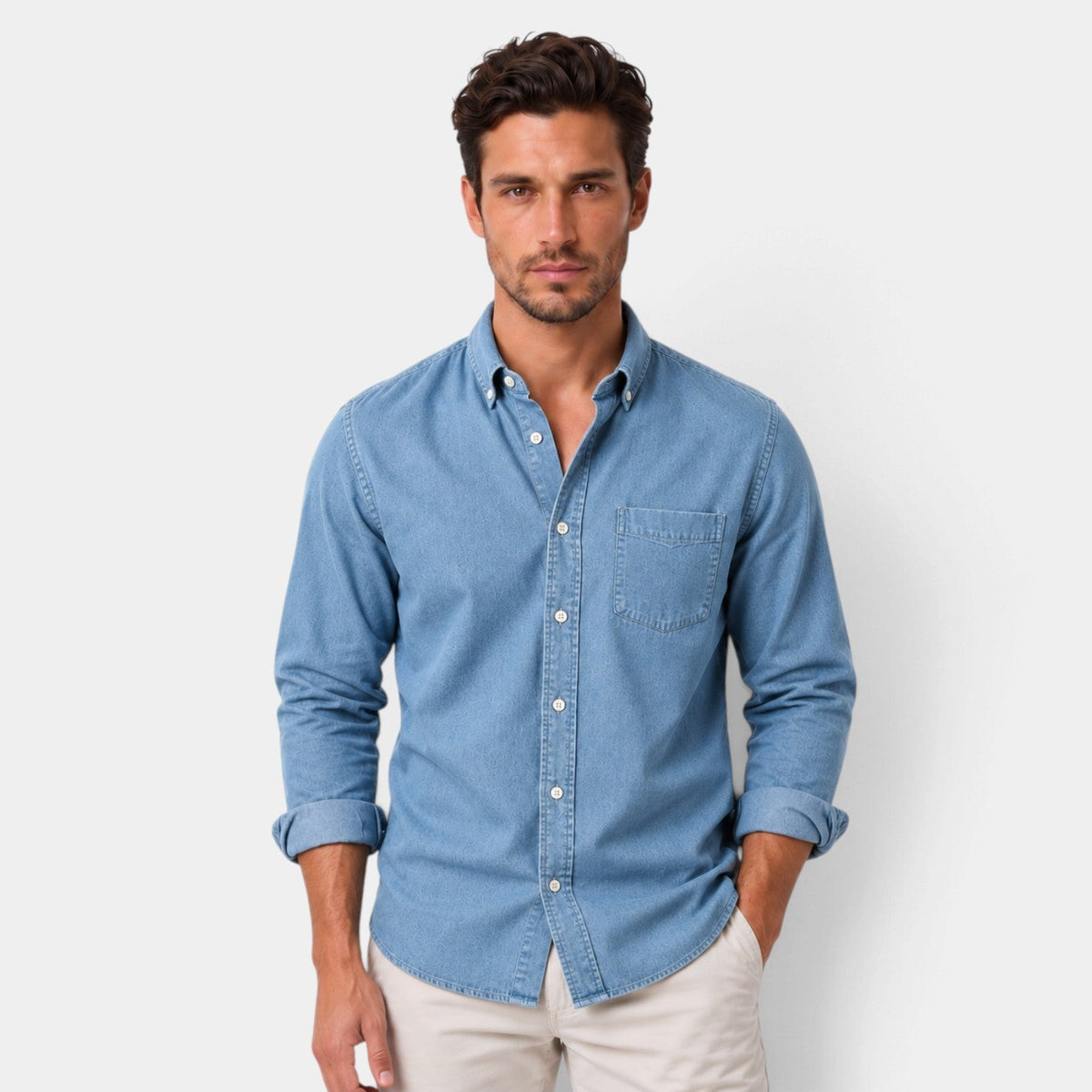 Camisa Casual para Hombre Corte Relajado Manga Larga