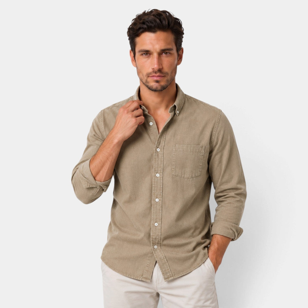 Camisa Casual para Hombre Corte Relajado Manga Larga