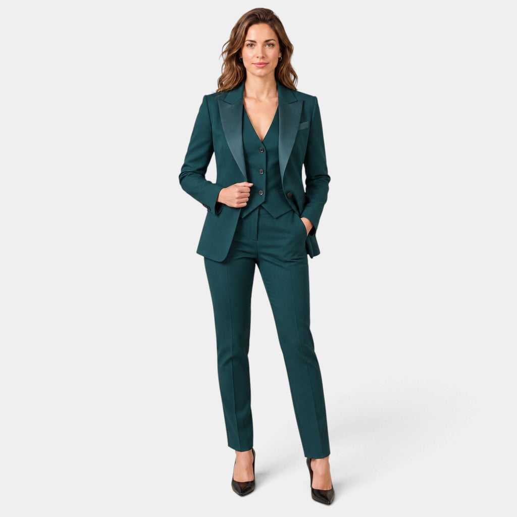 Traje de Tres Piezas Mujer Solapas de Pico