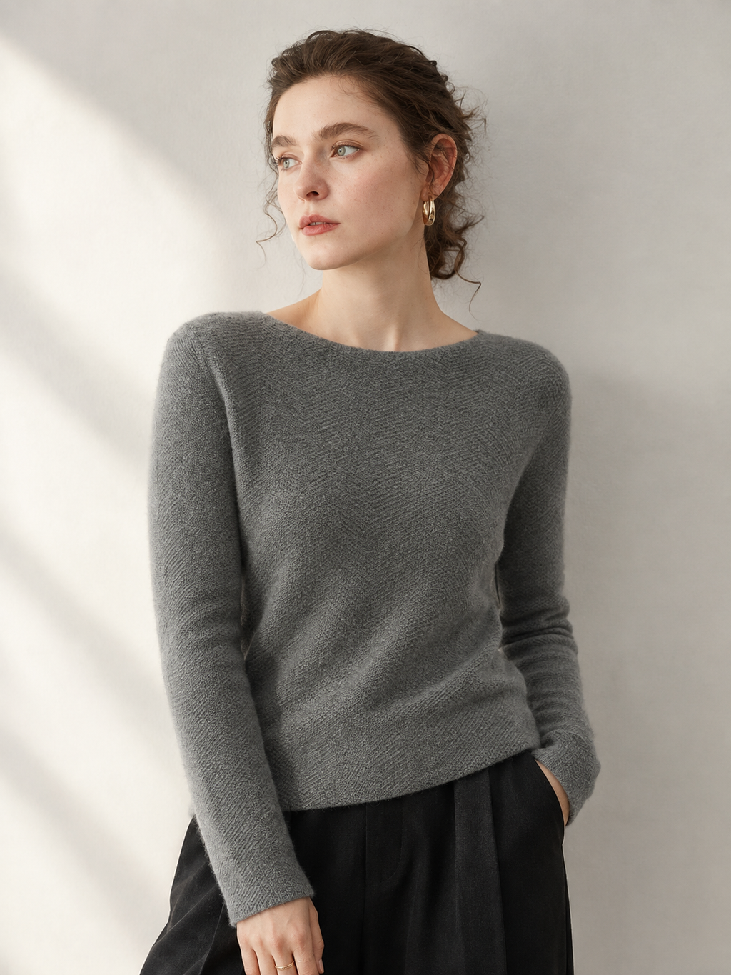 Jersey Mujer de Cachemira Cuello Barco