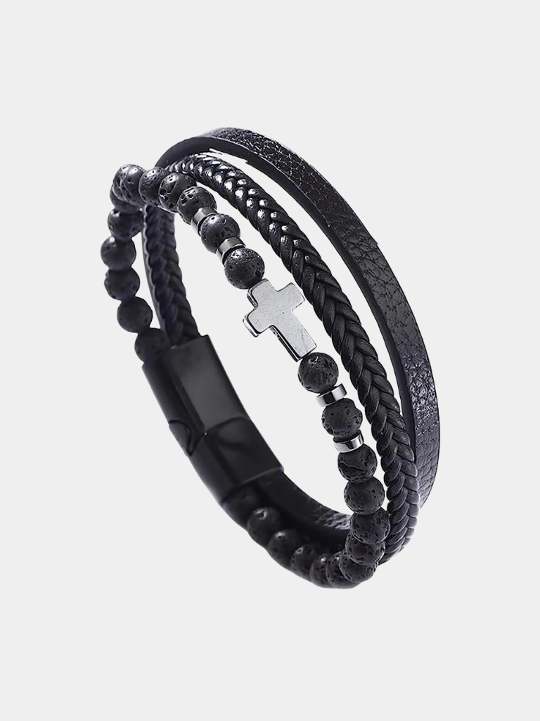 Heritage Cross Leather Bracelet