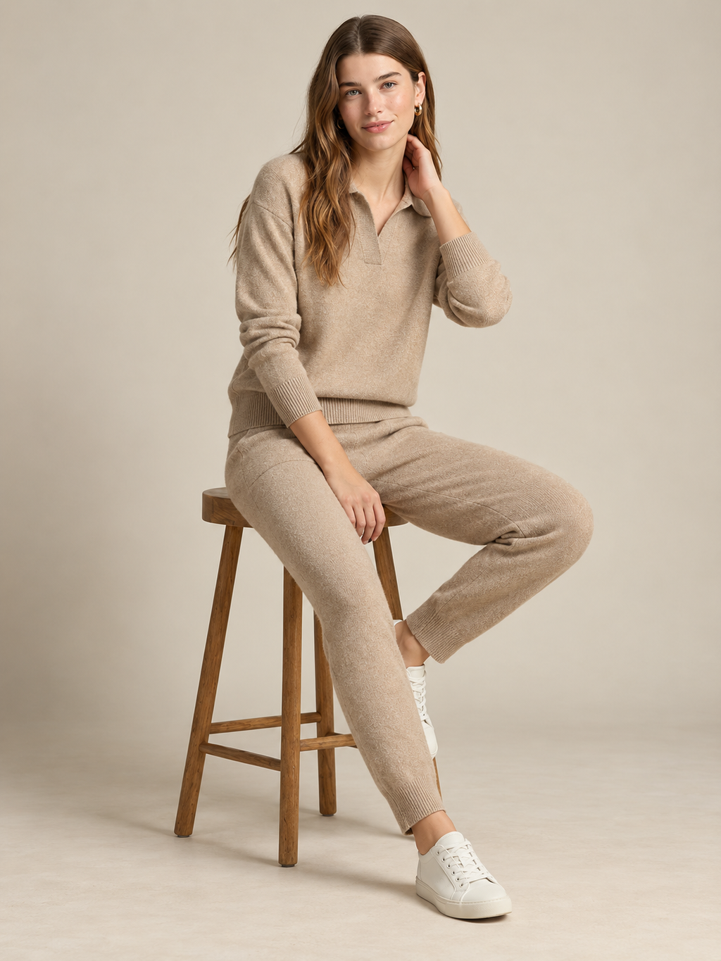 Conjunto Mujer de Punto Polo con Pantalón Harén