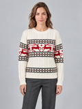 Jersey Navideño Mujer Aran Trenzado con Renos Fair Isle