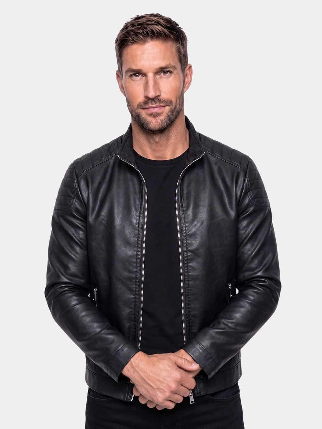 Chaqueta de Cuero Cruzado – Cruz & Corona