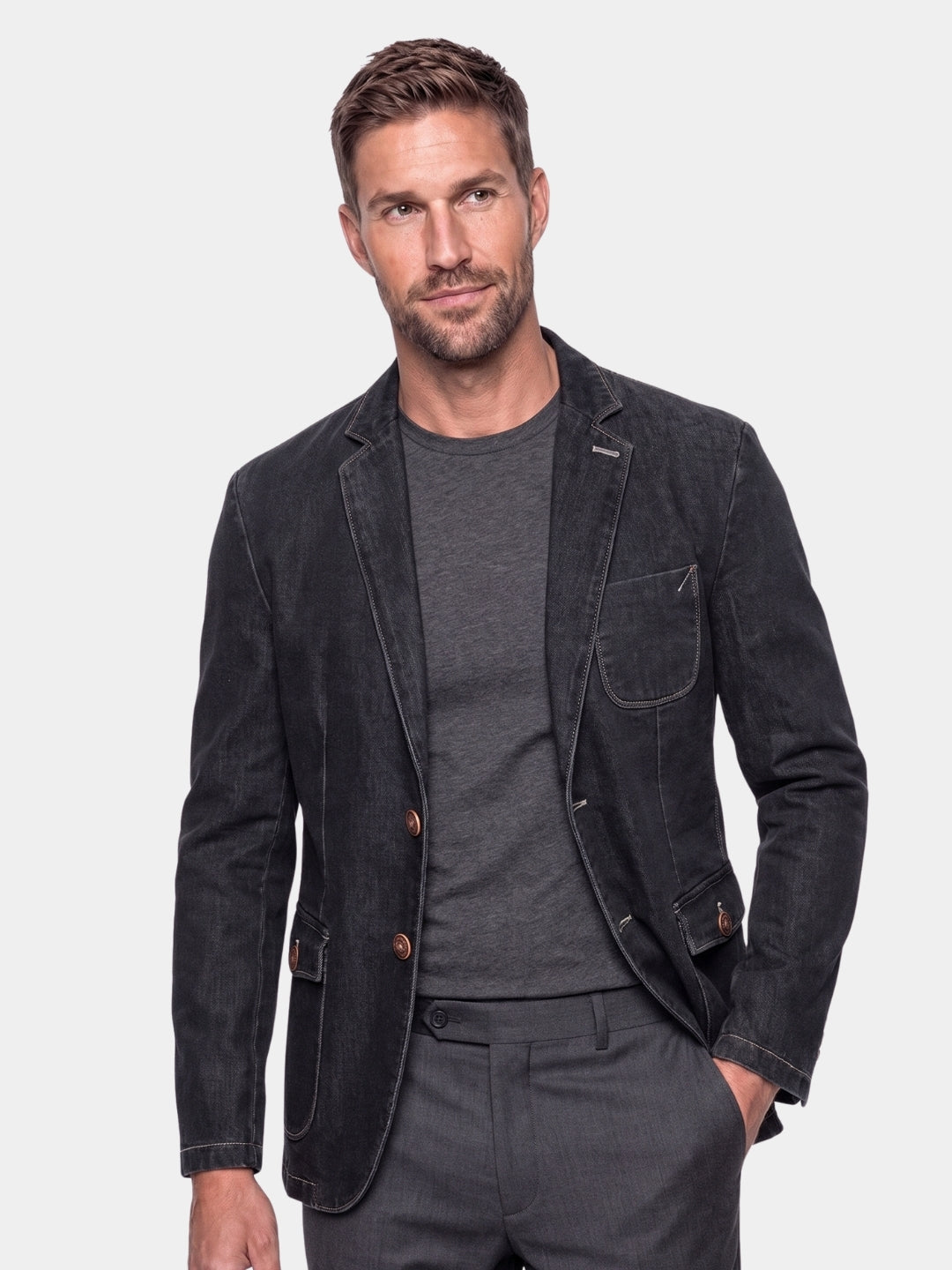 Chaqueta Blazer de Denim Covenant – Cross & Crown