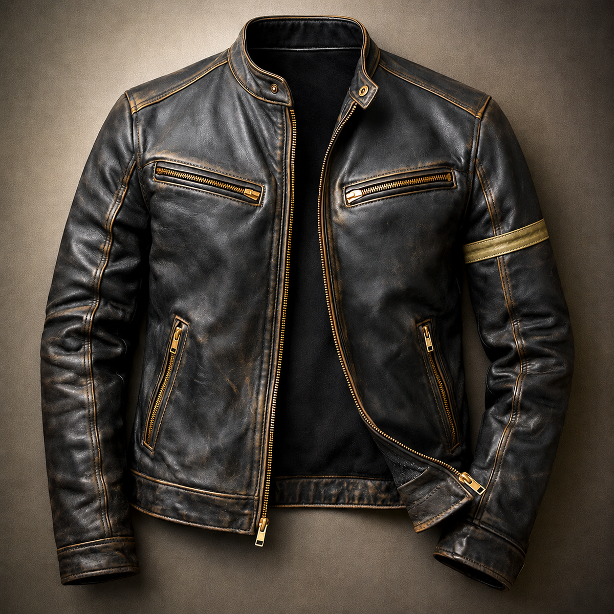 Chaqueta de Cuero Hombre Envejecida