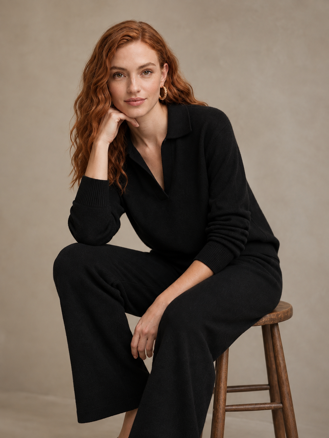 Conjunto Mujer de Punto Polo con Pantalón Harén