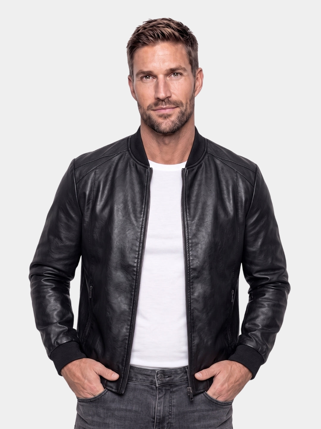 Chaqueta de Cuero Esencial - Cross & Crown
