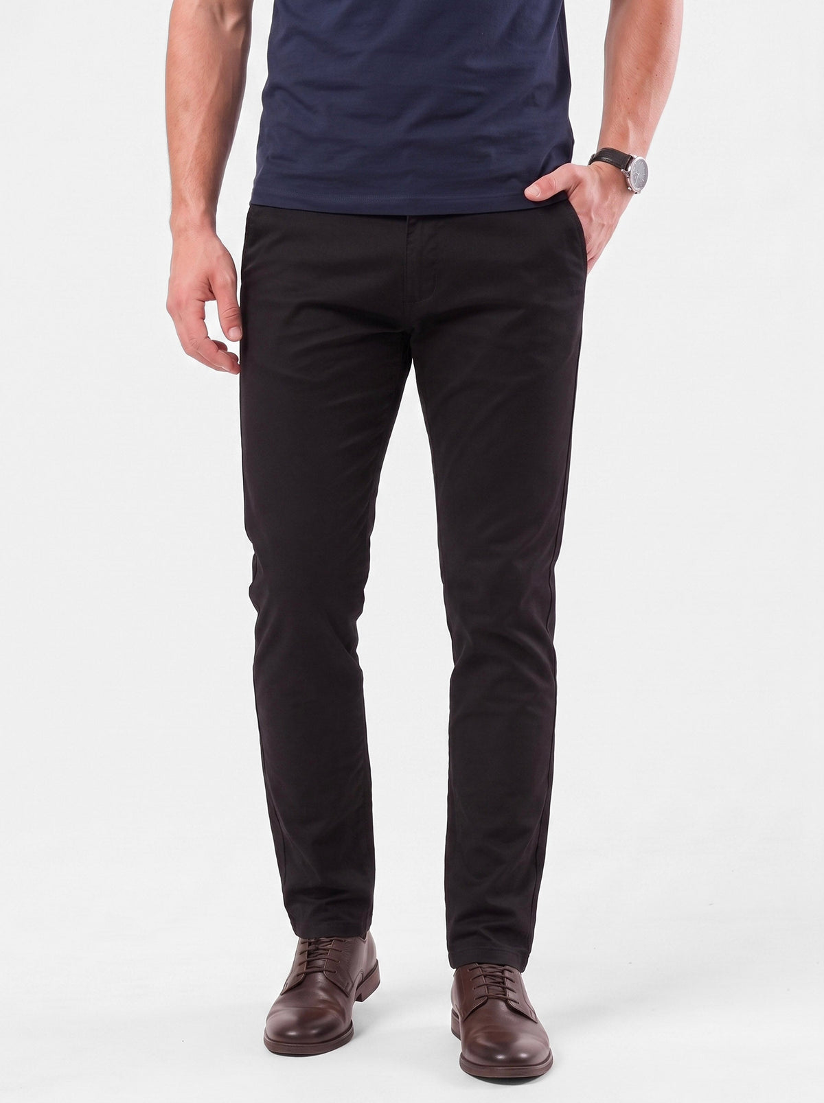 Pantalones Rectos Slim Fit Esenciales - Cross & Crown