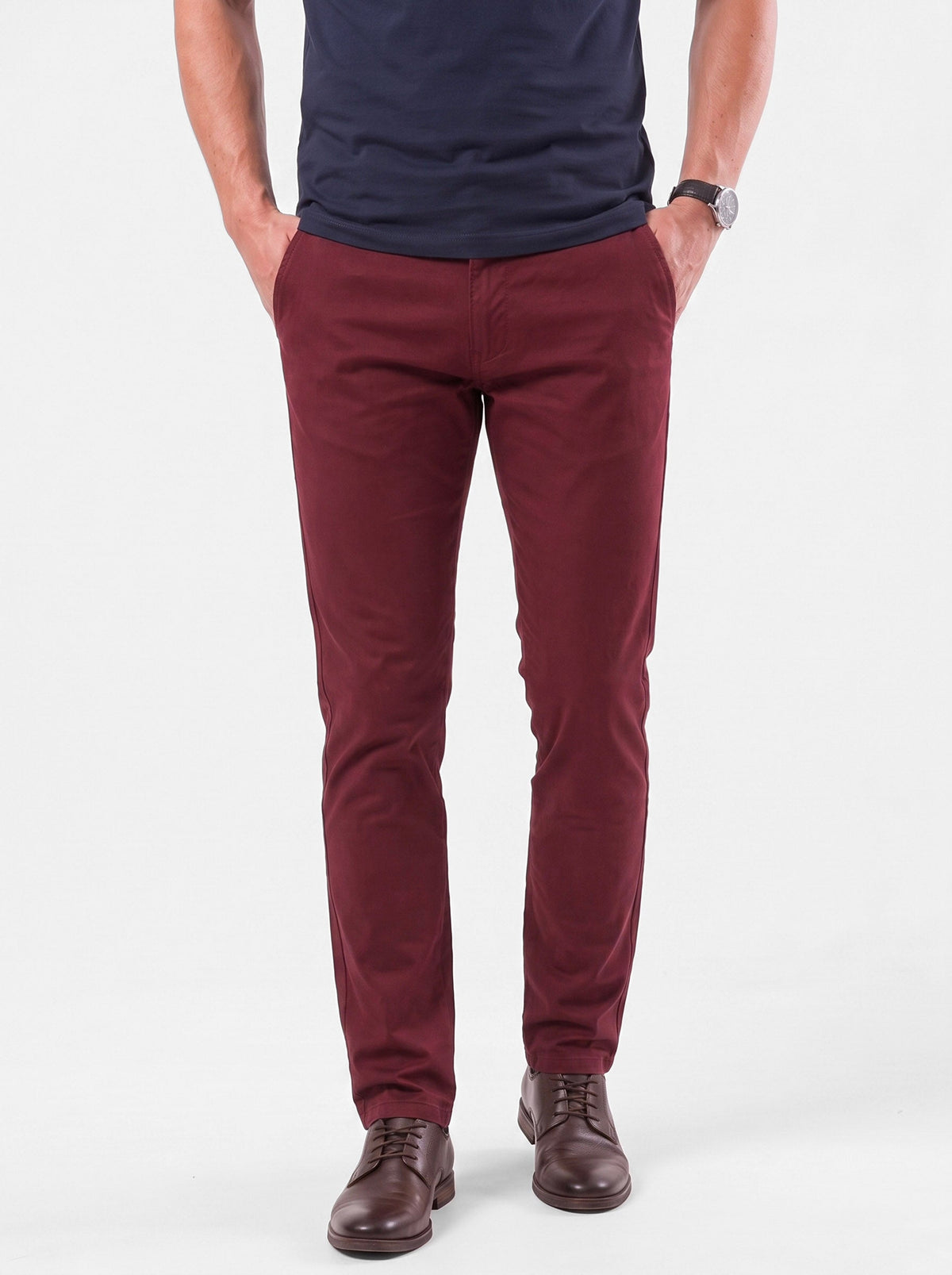Pantalones Rectos Slim Fit Esenciales - Cross & Crown