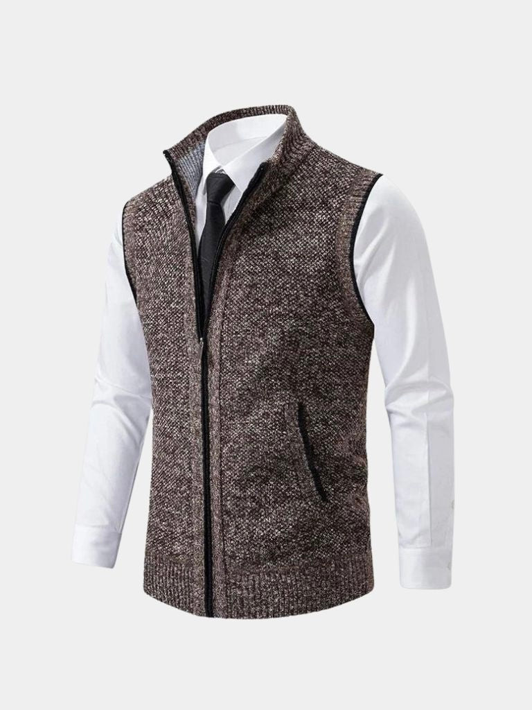 Chaleco de Suéter Elegante con Cremallera Completa - Cross & Crown