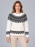 Jersey Fair Isle Mujer Geométrico Cuello Redondo Marfil