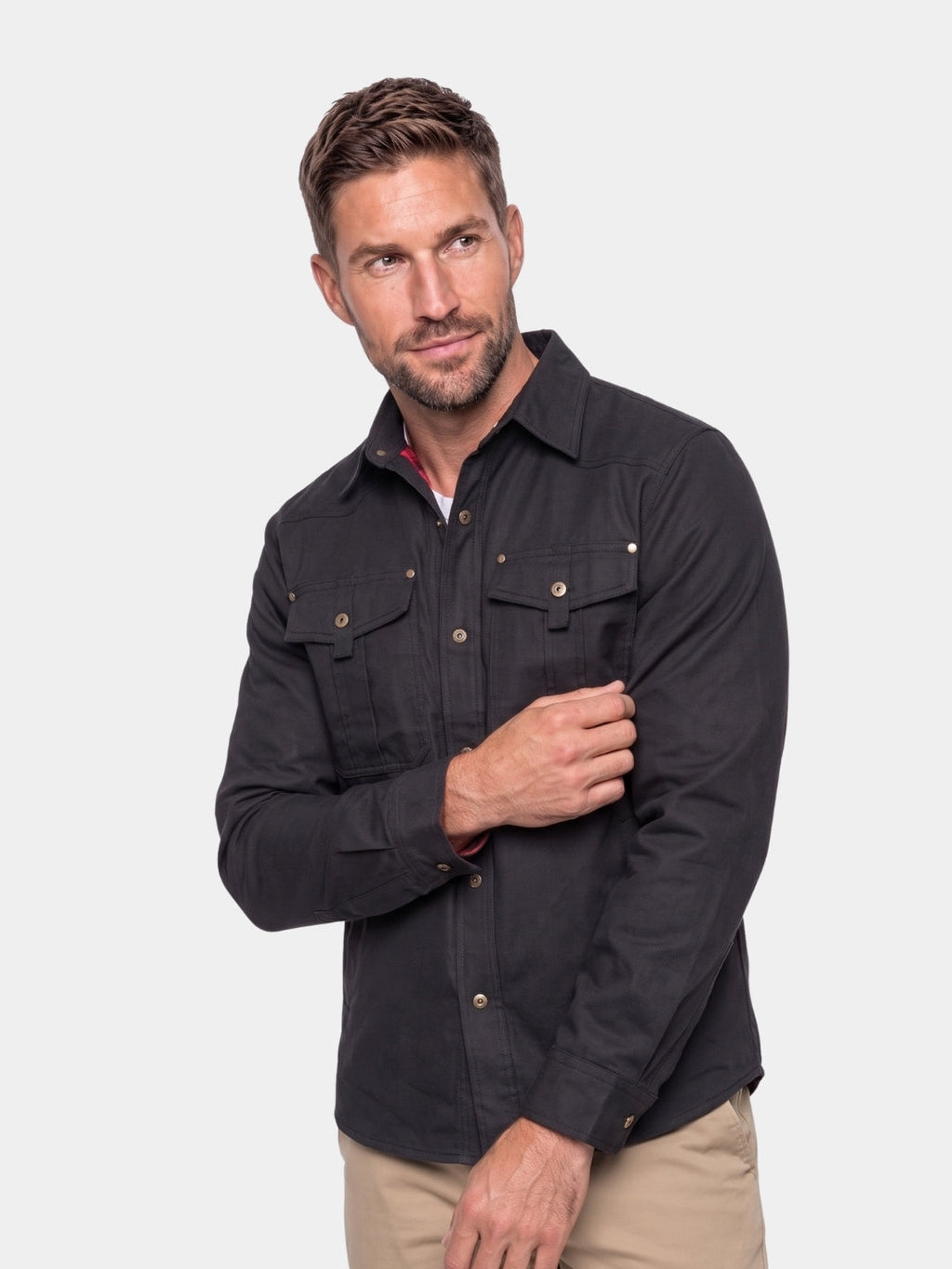Chaqueta de Botones Forjada con Forro de Franela – Cross & Crown