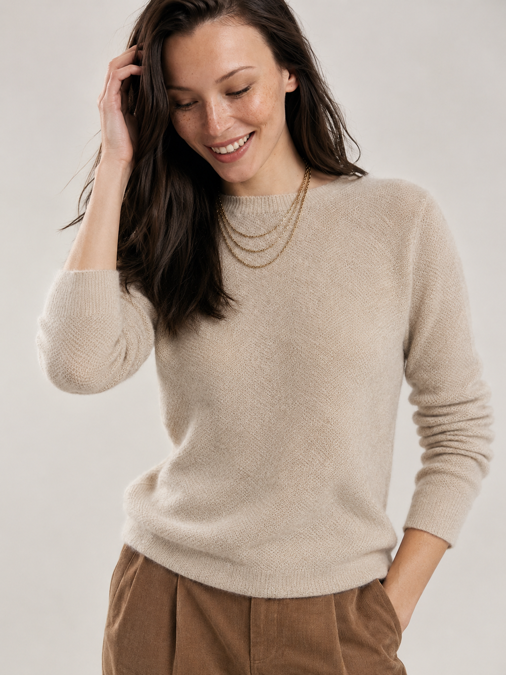 Jersey Mujer de Cachemira Cuello Barco