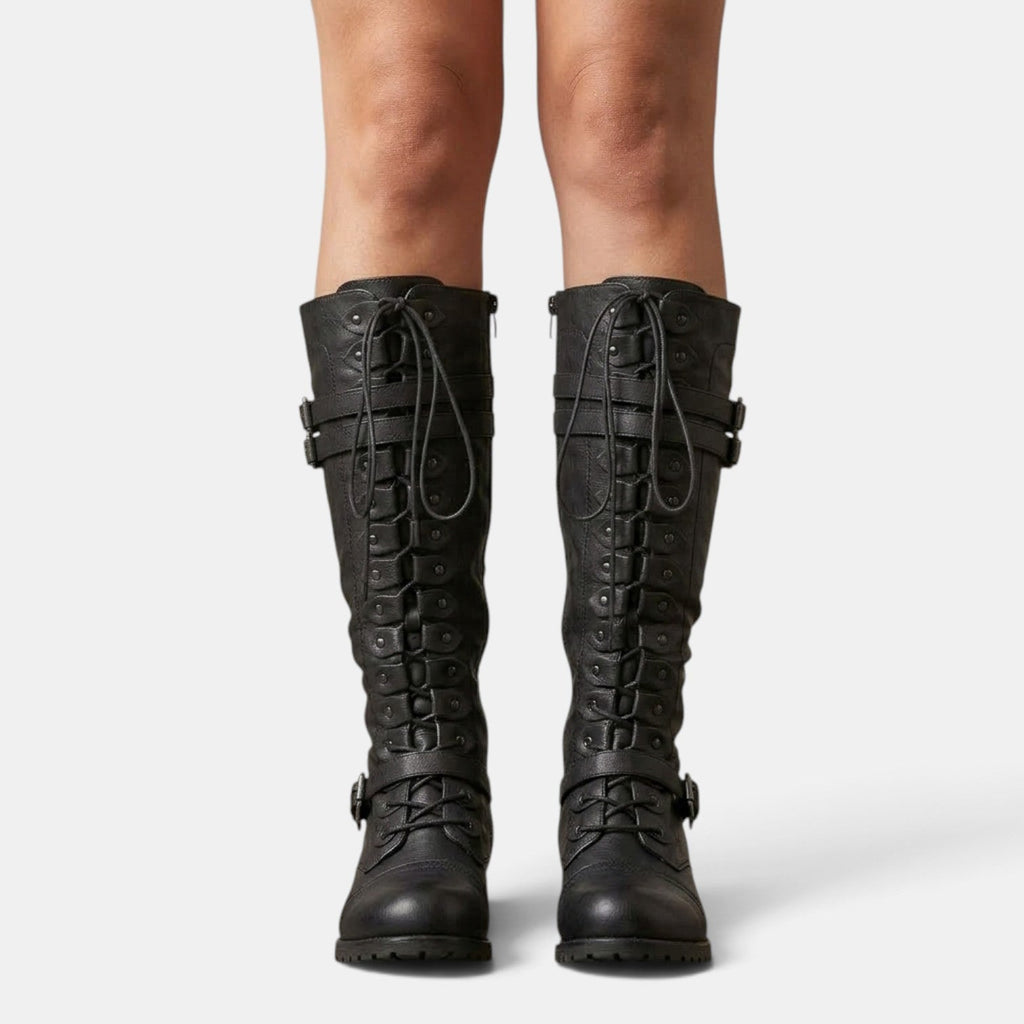 Botas Mujer Combat con Hebillas
