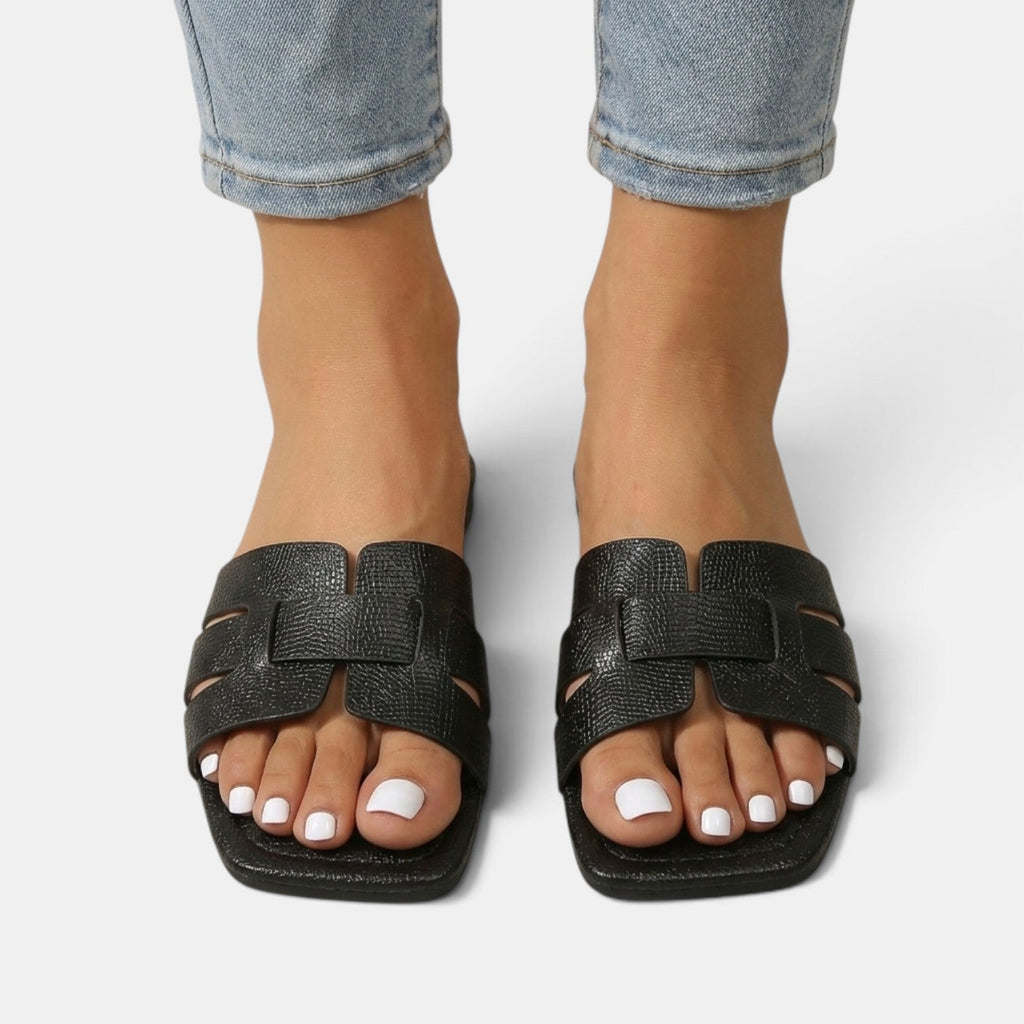 Sandalias Ortopédicas Mujer Premium de Piel – Sandalias Planas con Tira H