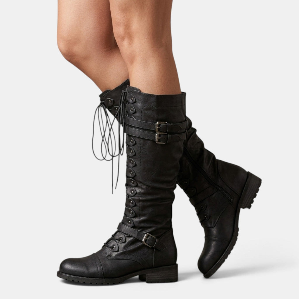 Botas Mujer Combat con Hebillas