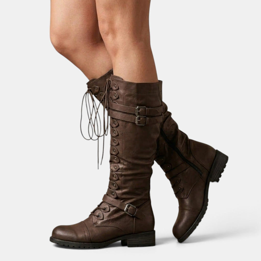 Botas Mujer Combat con Hebillas