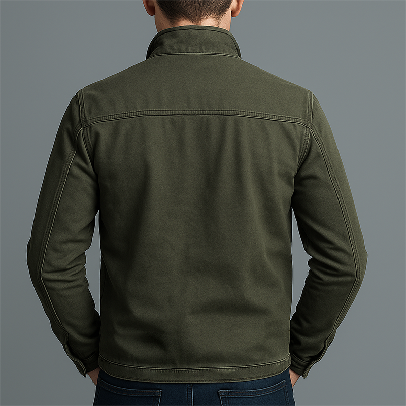 Chaqueta Verde Vintage para Hombre con Cuello Mao