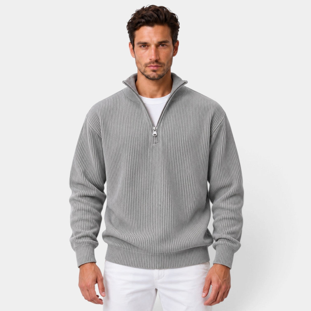 Jersey de Pana con Cremallera Ajustado para Hombre