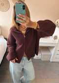 Cárdigan Mujer Oversize de Punto Grueso con Cremallera