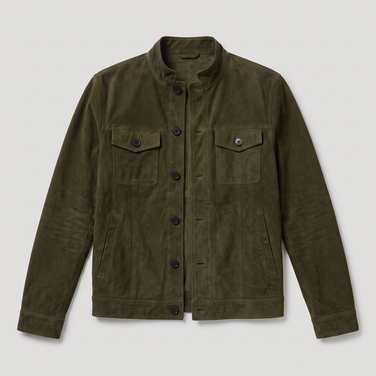 Chaqueta Hombre Efecto Ante Botones Estilo Trucker