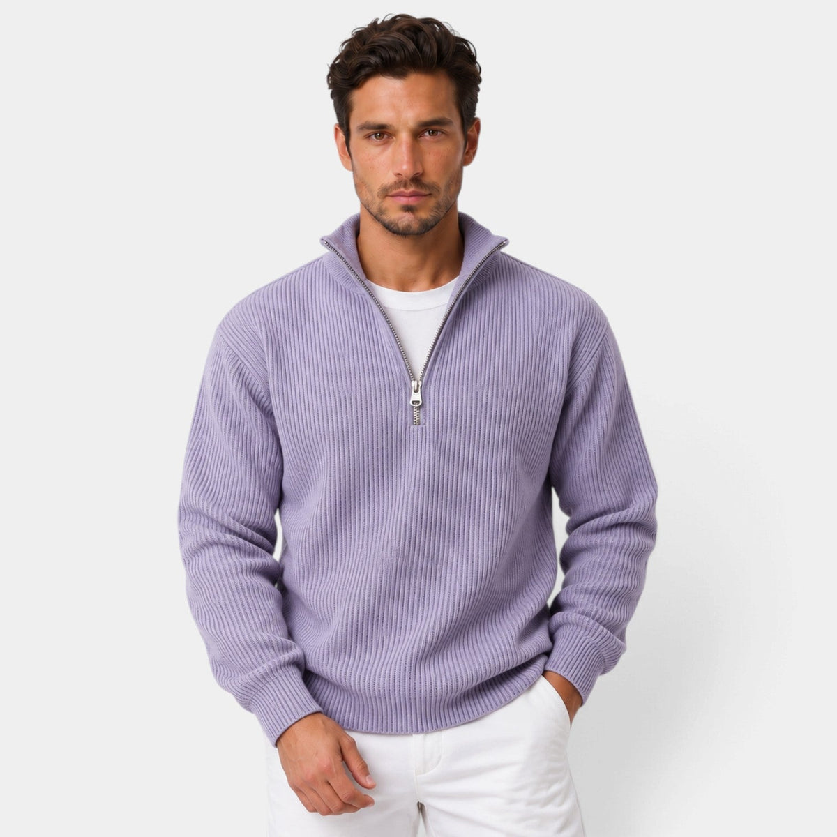 Jersey de Pana con Cremallera Ajustado para Hombre