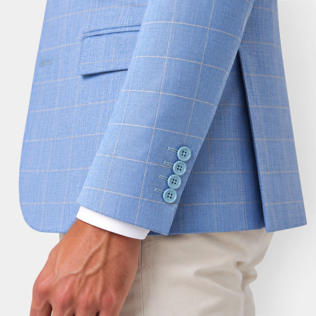 Americana Entallada de Cuadros Windowpane para Hombre