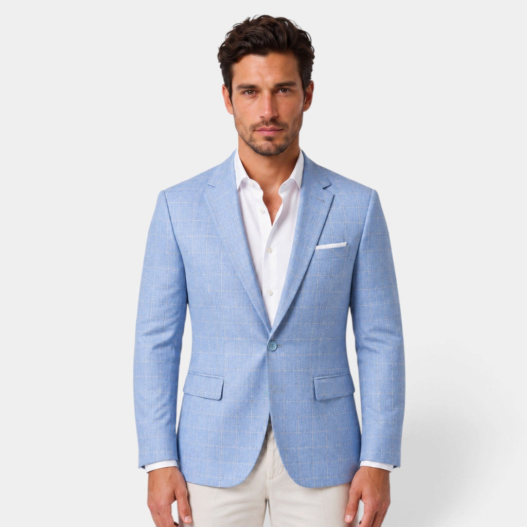 Americana Entallada de Cuadros Windowpane para Hombre