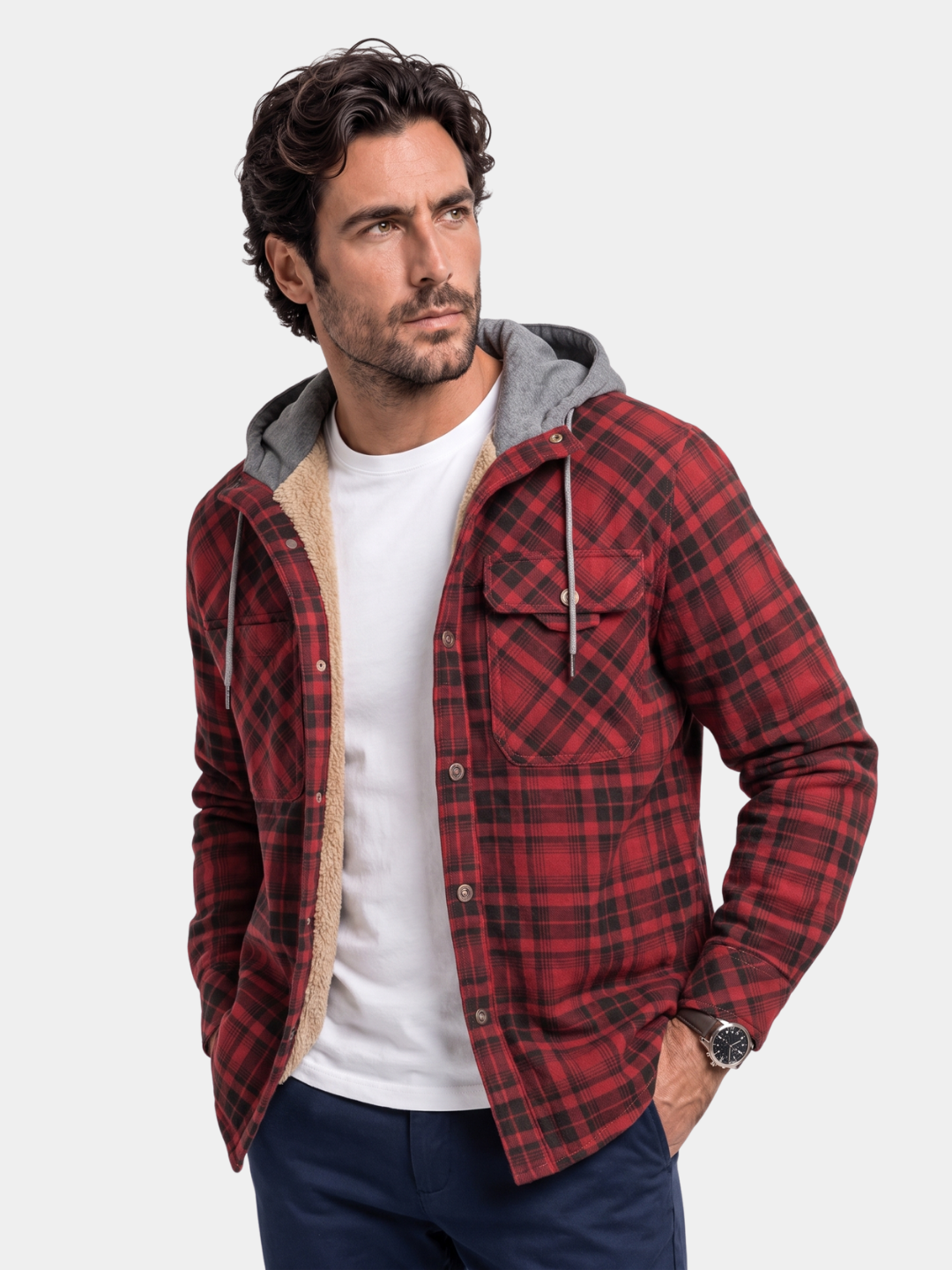 Chaqueta de Sherpa con Capucha Lumberjack – Cross & Crown