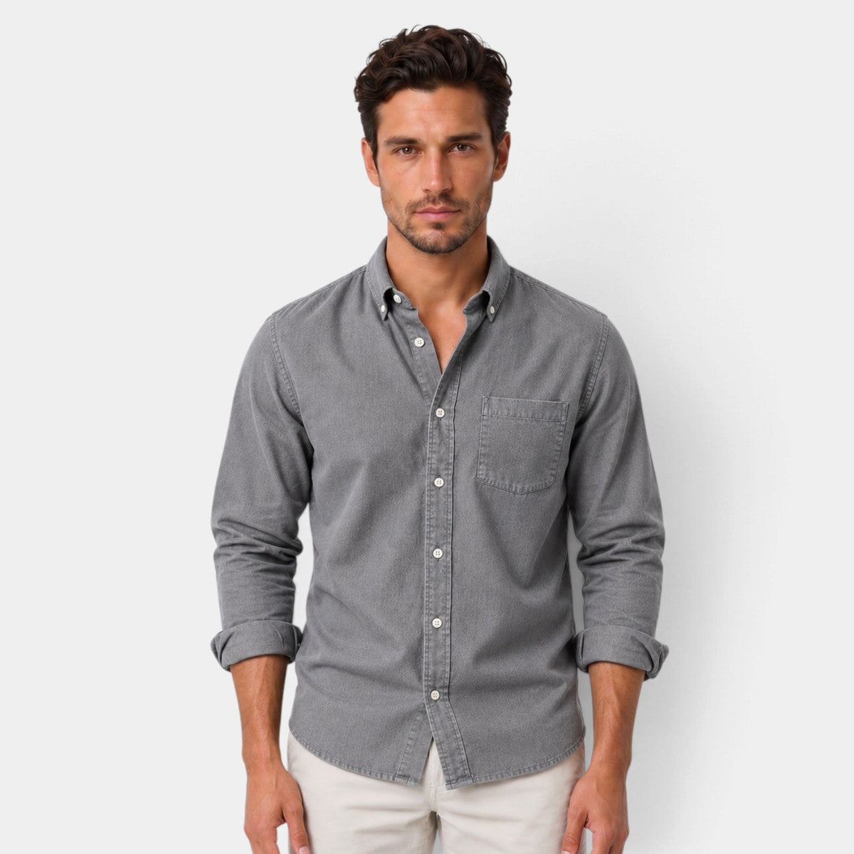 Camisa Casual para Hombre Corte Relajado Manga Larga