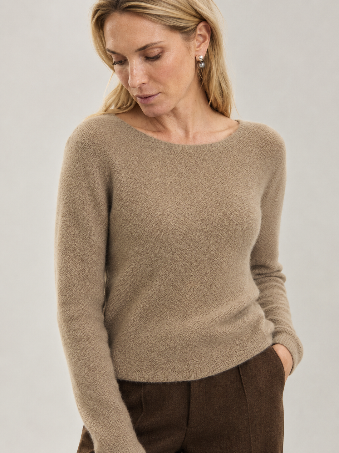 Jersey Mujer de Cachemira Cuello Barco