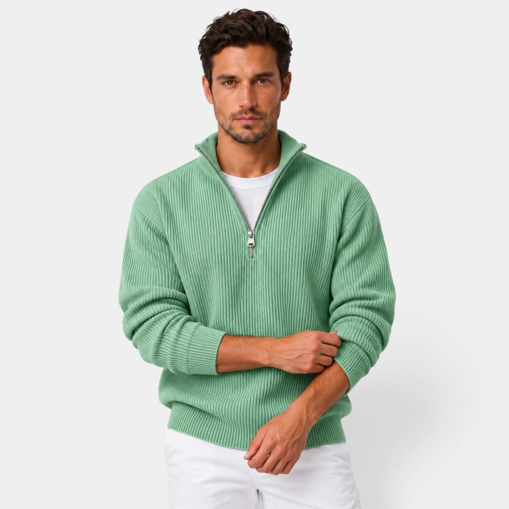 Jersey de Pana con Cremallera Ajustado para Hombre