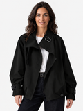 Chaqueta Mujer Trench Corta con Hebilla en el Cuello