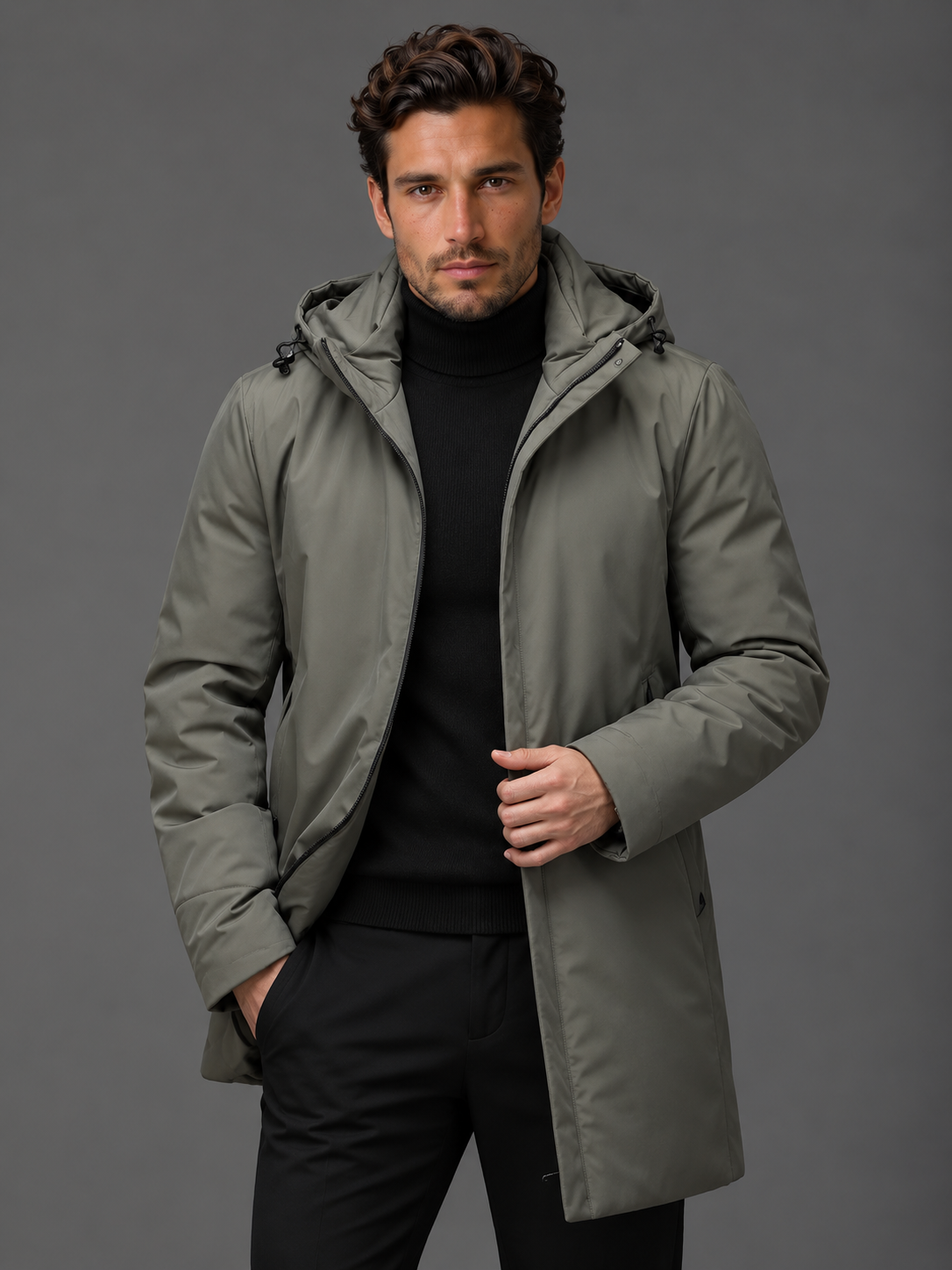 Chaqueta Hombre Impermeable con Capucha
