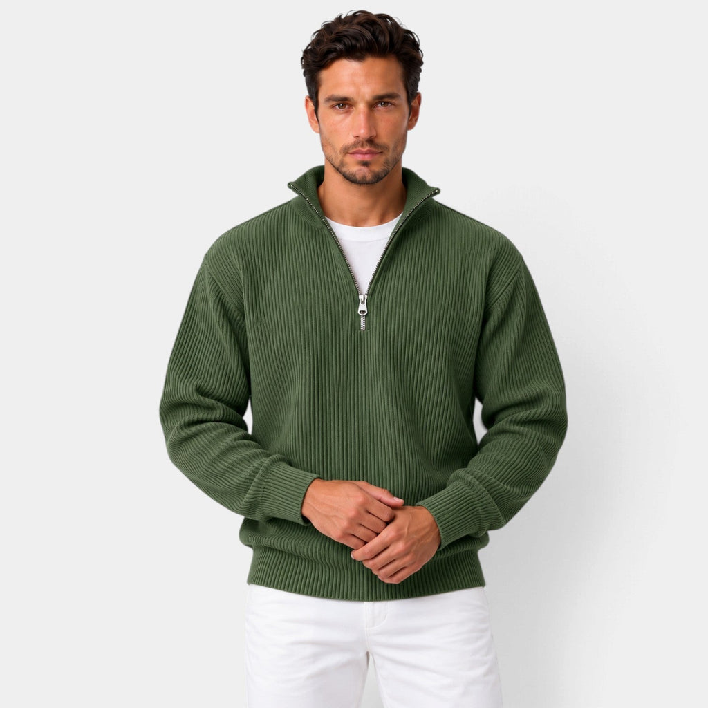 Jersey de Pana con Cremallera Ajustado para Hombre