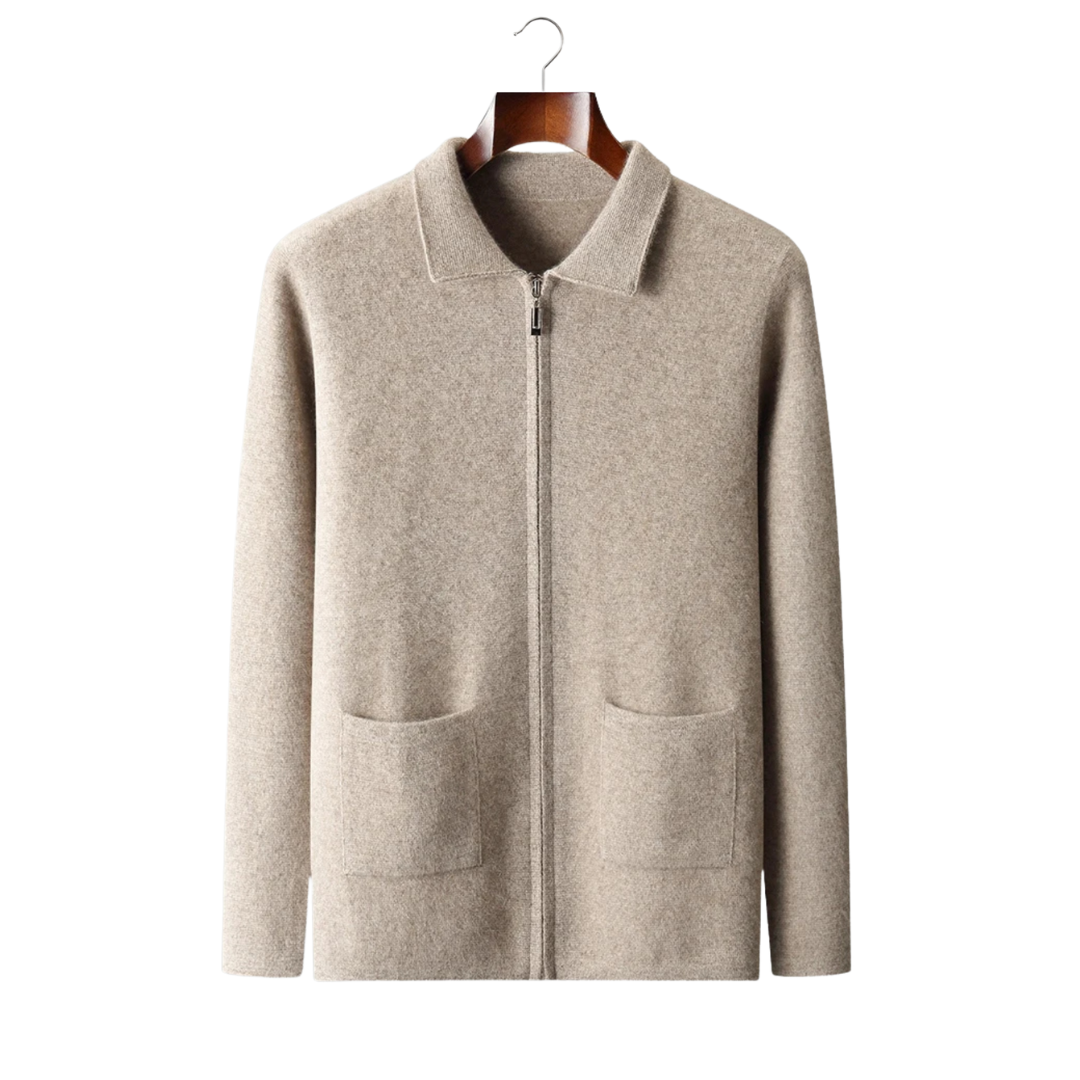 Cárdigan Hombre Premium 100% Cashmere – Chaqueta con Cremallera