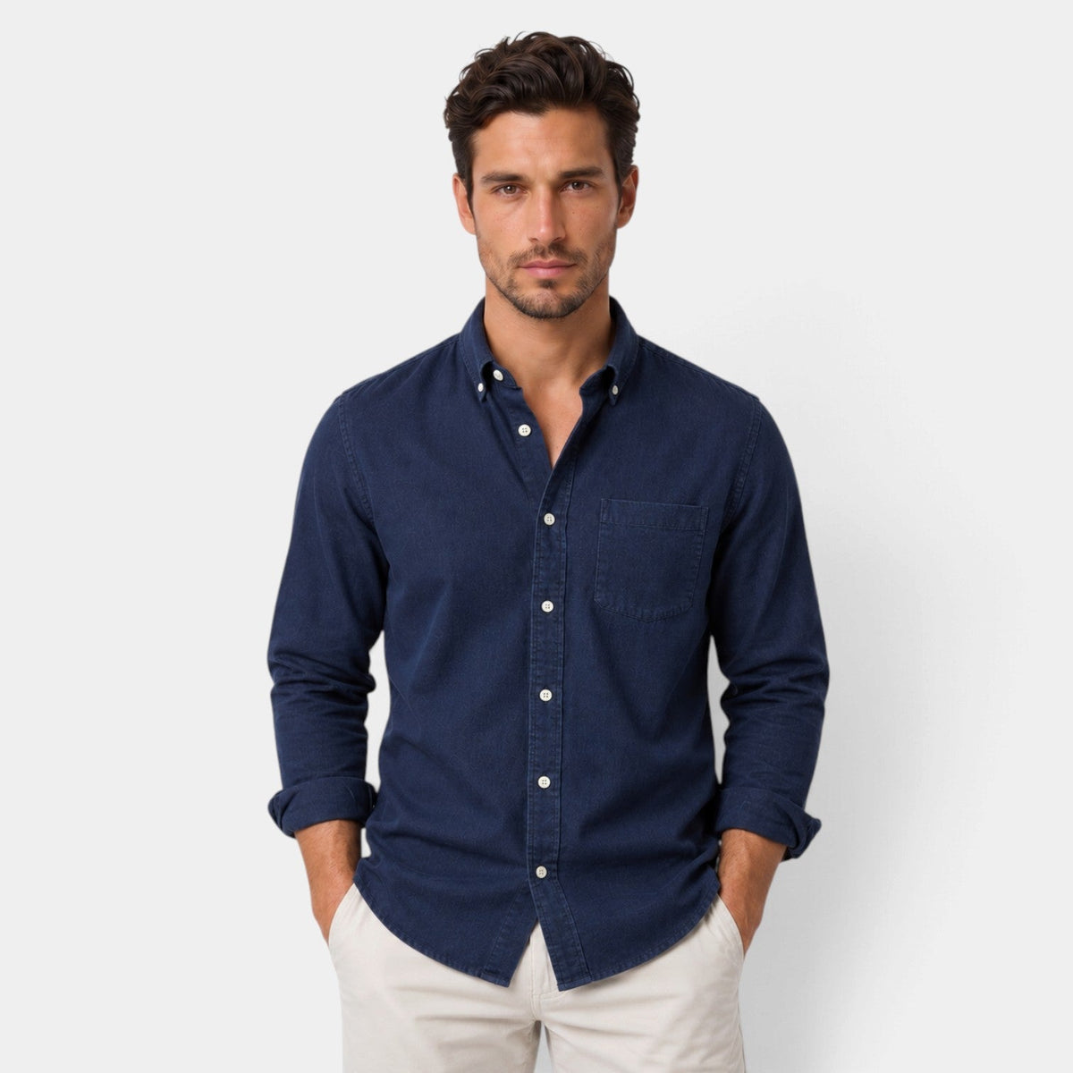 Camisa Casual para Hombre Corte Relajado Manga Larga