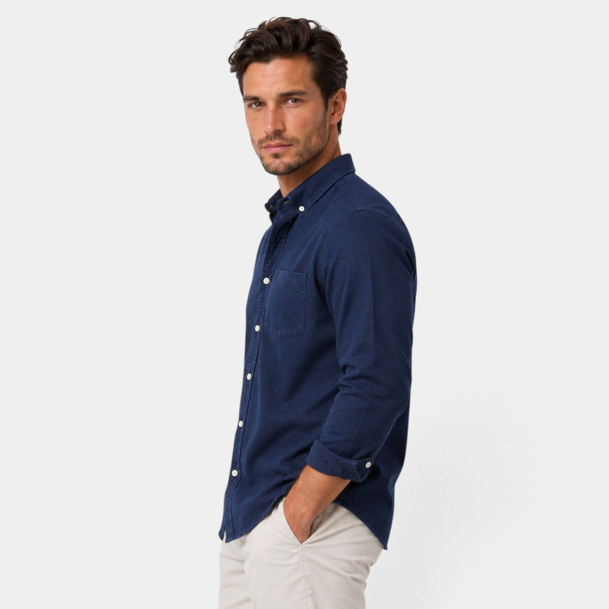 Camisa Casual para Hombre Corte Relajado Manga Larga