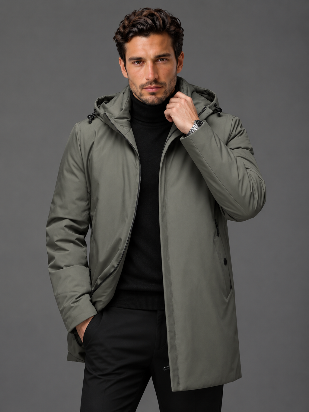 Chaqueta Hombre Impermeable con Capucha