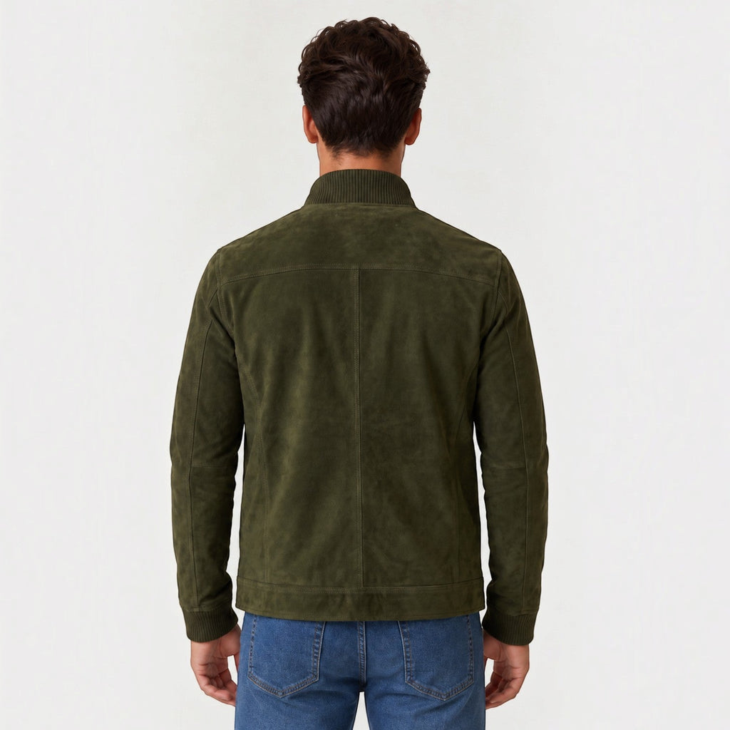 Chaqueta Hombre Efecto Ante Botones Estilo Trucker